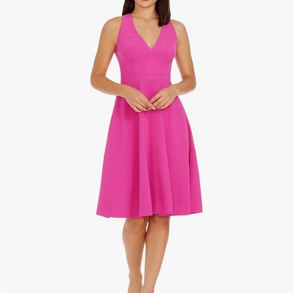 Dress the Population Fit & Flare Fuchsia Midi Dress - Picture 7 of 9